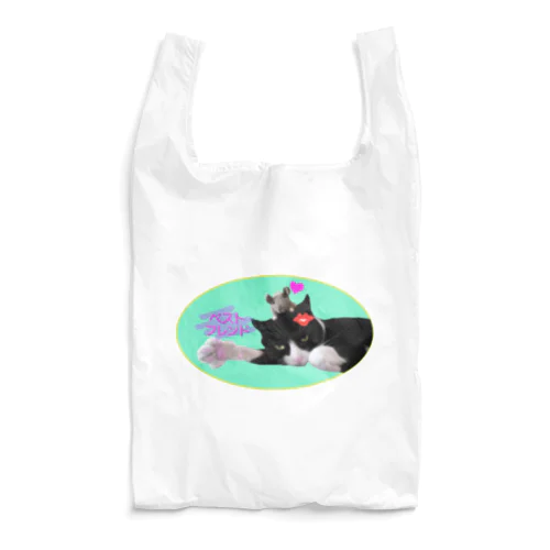 ベストフレンド ネコ丸とネズミ(グリーン) Reusable Bag