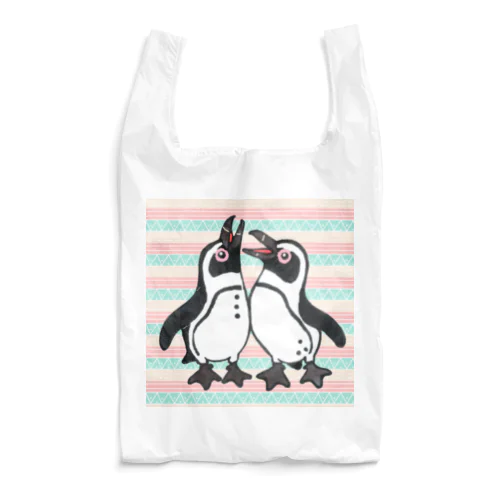 仲良く鳴き合うケープペンギン🐧背景ありB Reusable Bag