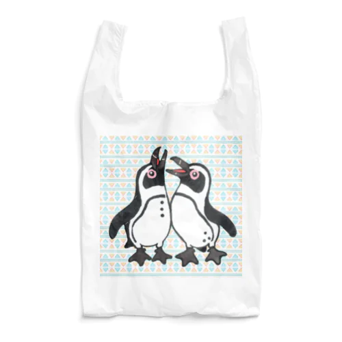 仲良く鳴き合うケープペンギン🐧背景ありC Reusable Bag