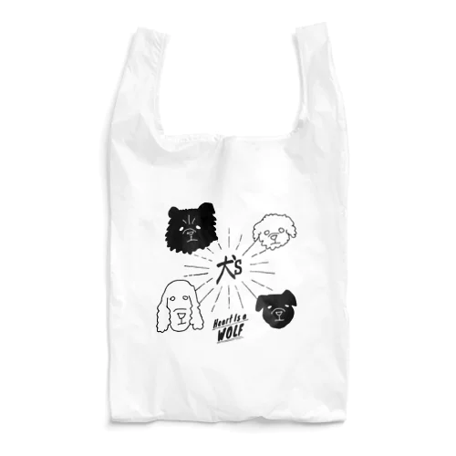 犬ズ (心はオオカミ) Paint It Black Reusable Bag