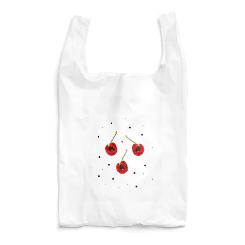 黒ドットとさくらんぼ Reusable Bag