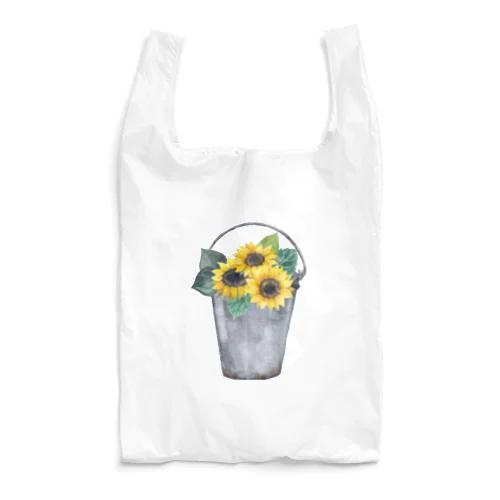 Watering bucket and sunflowers  じょうろ と ひまわり Reusable Bag