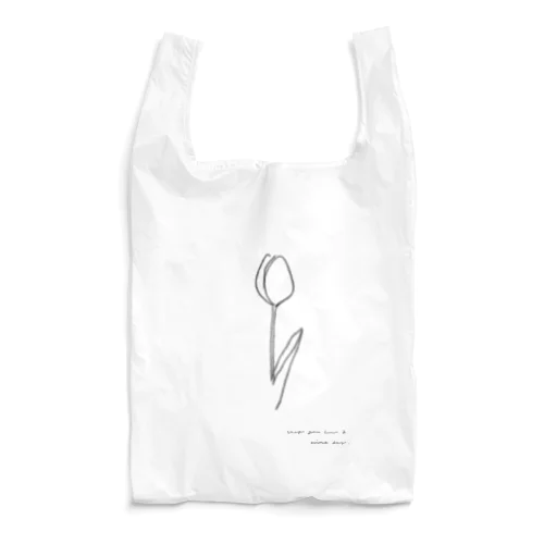 線画チューリップとメッセージ Reusable Bag