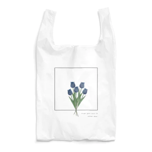 blue tulip bouquet , logo flame エコバッグ