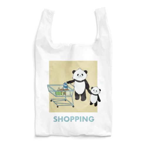 お買い物を楽しむパンダさんトートバッグ Reusable Bag