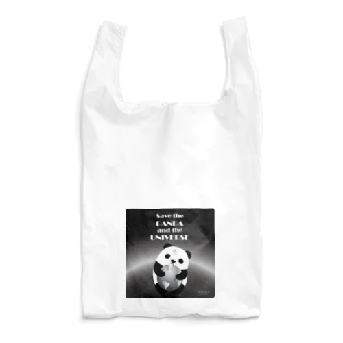 パンダと宇宙を守る black Reusable Bag