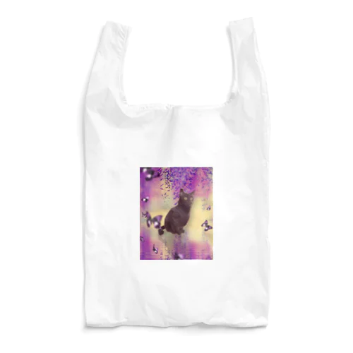 黒猫と藤の花 Reusable Bag