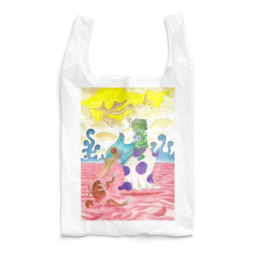 手描きイラスト　不思議な散歩🌈 Reusable Bag