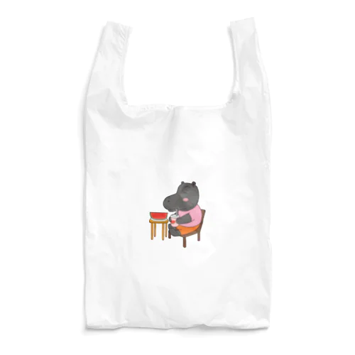 スイカジュースを飲むカバ Reusable Bag