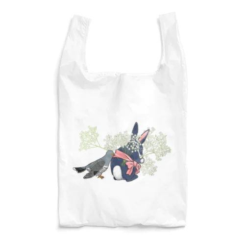 かすみ草を集めるうさぎとカッコウ Reusable Bag