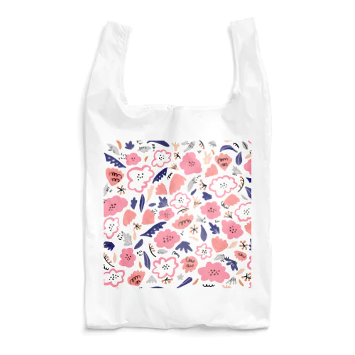 抽象的な手描きの花柄 Reusable Bag