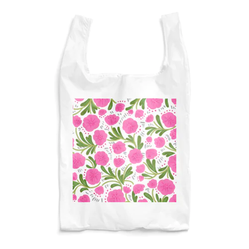 手描きの花柄（ピンク） Reusable Bag