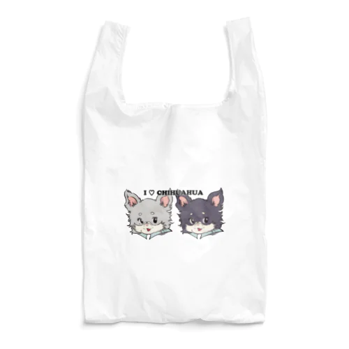 チワワ-ブルーグレー・イザベラタン&ブラックタン「I♡CHIHUAHUA」 Reusable Bag