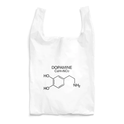  DOPAMINE C8H11NO2 -ドーパミ ン- 胸面配置 黒ロゴ エコバッグ