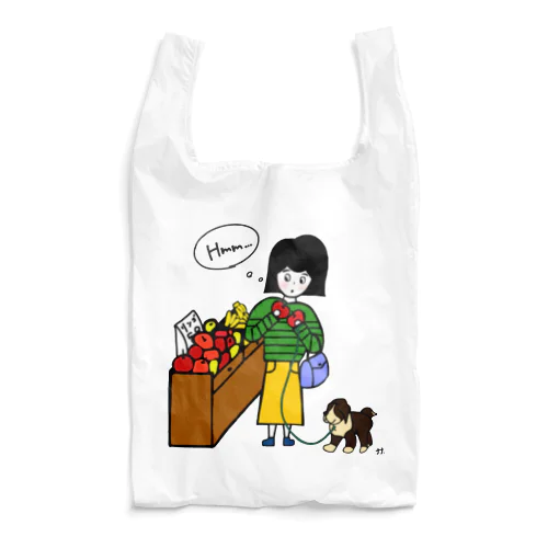 買い物中の女の子 Reusable Bag