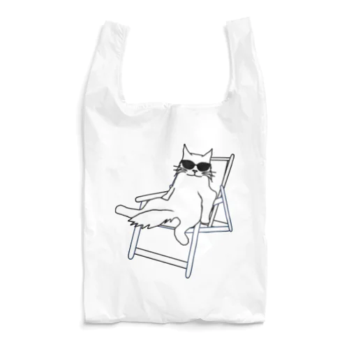 デッキチェアに座る猫 A Reusable Bag