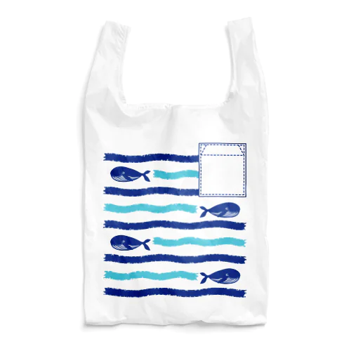 くじらボーダー Reusable Bag