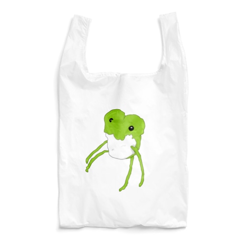 Pompom art 《薄緑カエル》 Reusable Bag