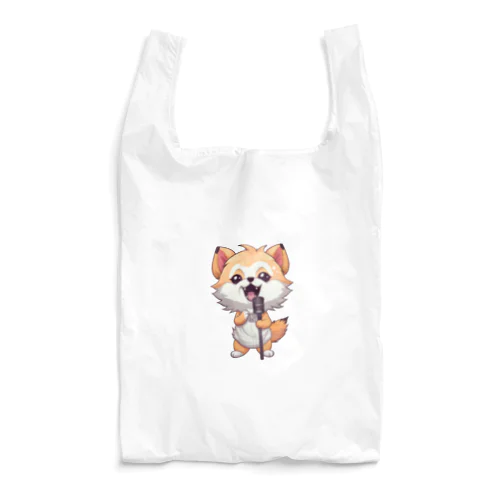 可愛いキツネとマイク Reusable Bag