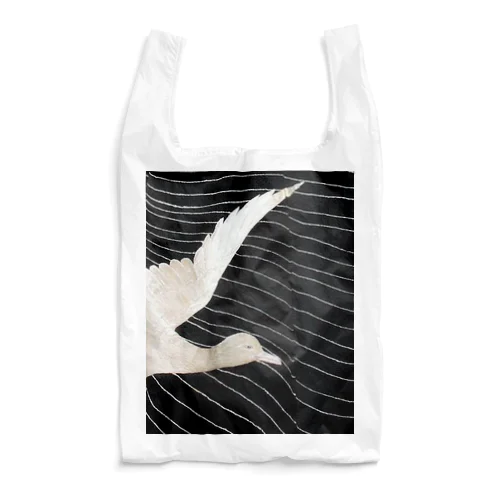 黒と白　水鳥の柄 Reusable Bag