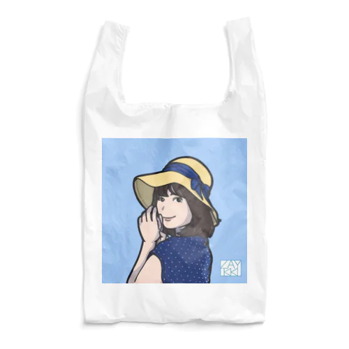 ざっきーイラスト(水色ver.ロゴ入り) Reusable Bag