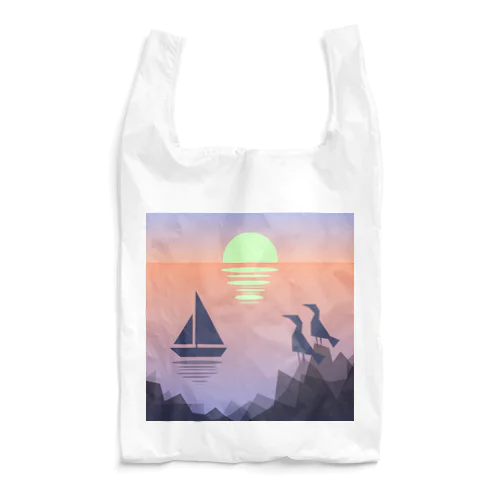 船と夕陽と海鳥と。 Reusable Bag