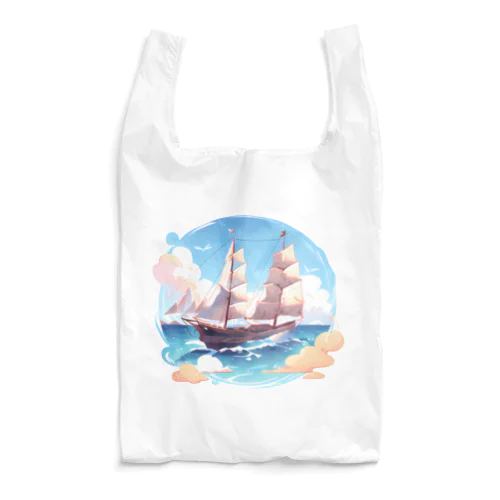 晴天の大海原と帆船 Reusable Bag