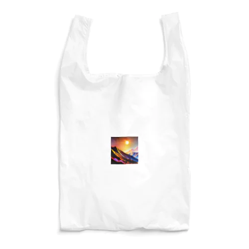 山から昇る月、シンセウェイヴカラー Reusable Bag