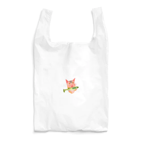 秋刀魚を美味しそうに食べる猫 Reusable Bag