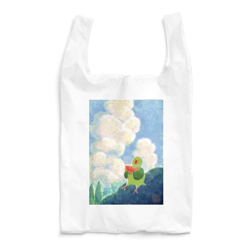 スイカを食べるぽんちゃん🍉🦜 Reusable Bag