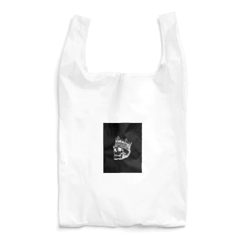 Black White Illustrated Skull King  Reusable Bag