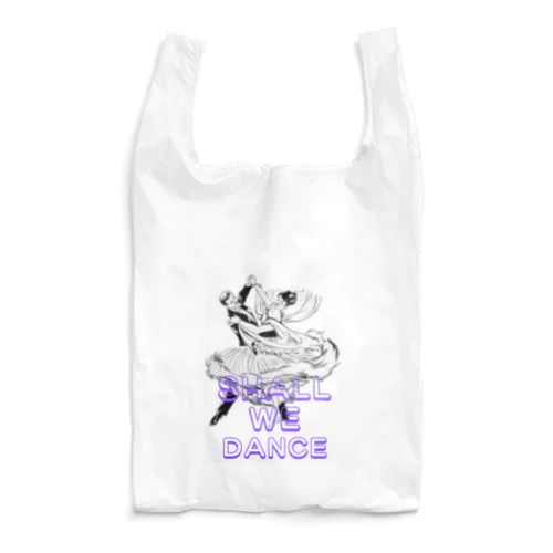 Shal We Dance（ブルー、白抜き） Reusable Bag