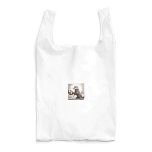 ラグビーボールを持つカワウソ Reusable Bag