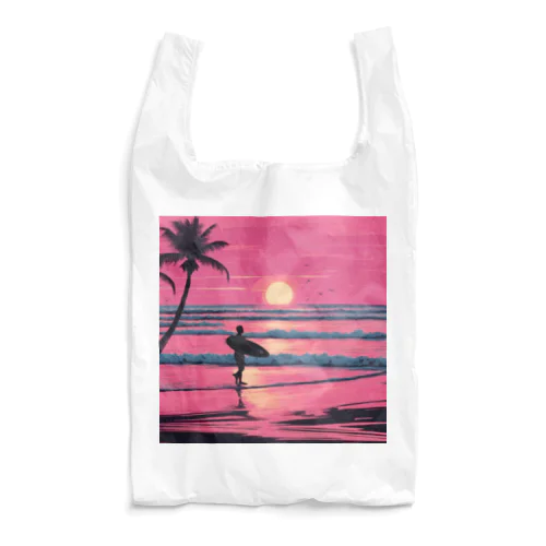 Tropical Beach Surfer Reusable Bag