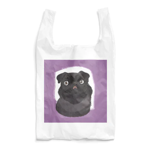 黒パグのイラストグッズ Reusable Bag