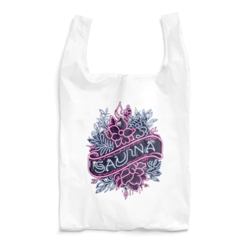 ネオン風花柄サウナロゴ11　花柄ver.4 Reusable Bag