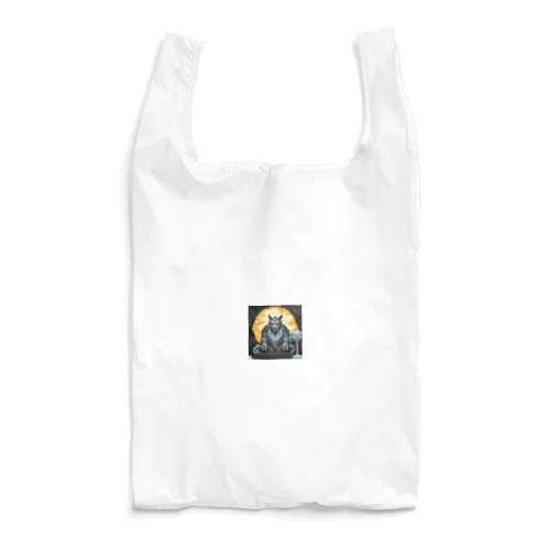 満月を背景に祀られる狼男の像のドット絵 Reusable Bag