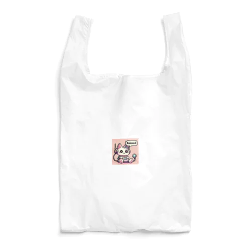 リラックスするサイバーパンクな猫 Reusable Bag