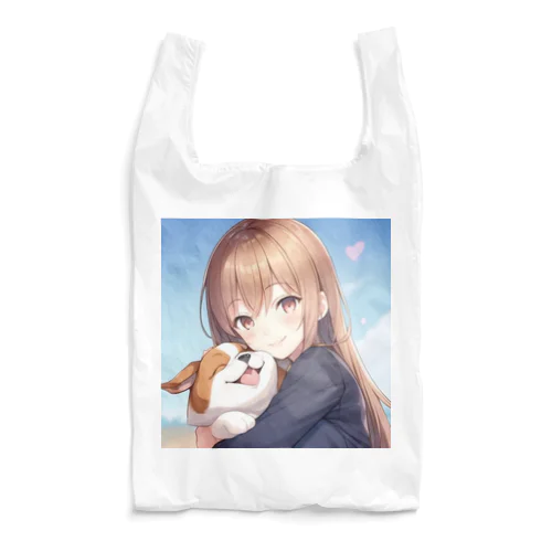 愛犬を抱きしめる少女 Reusable Bag