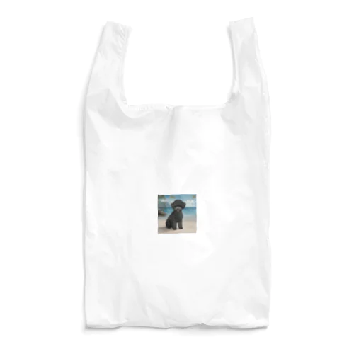 黒いトイプードルと海 Reusable Bag