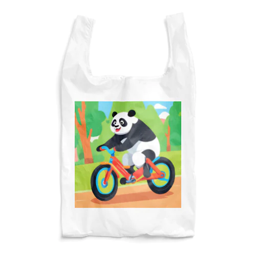 サイクリングを楽しむパンダイラストのグッズ Reusable Bag