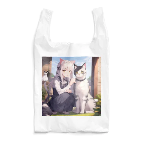 猫と猫耳少女 Reusable Bag