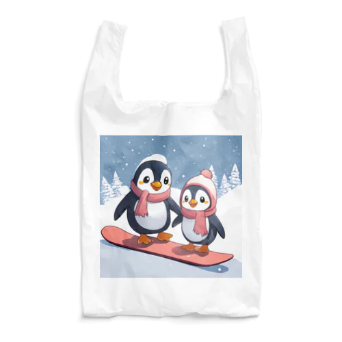 ペンギン親子でスノボ Reusable Bag