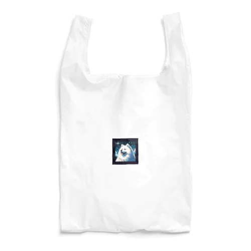 白い犬のドット絵 Reusable Bag