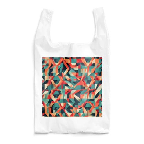 グリーンとオレンジの洗練された幾何学模様 Reusable Bag