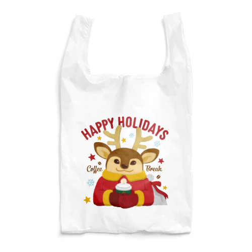 クリスマスにコーヒー休憩をするトナカイ Reusable Bag