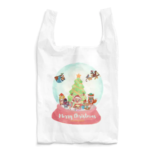 トナカイと愉快な動物たちのクリスマススノードーム Reusable Bag