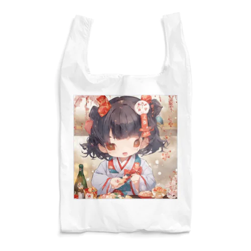 新春の可愛い女の子 Reusable Bag