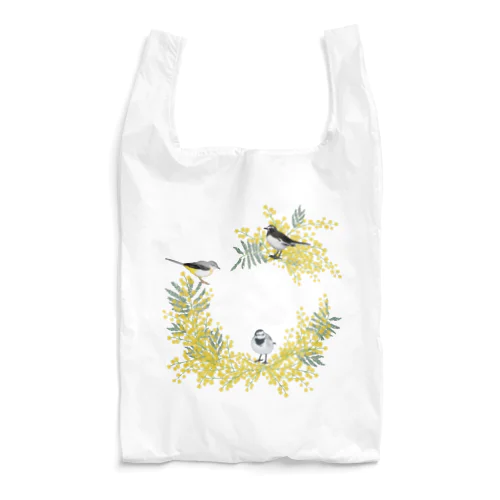 鶺鴒さんとミモザのリース（枝なし） Reusable Bag