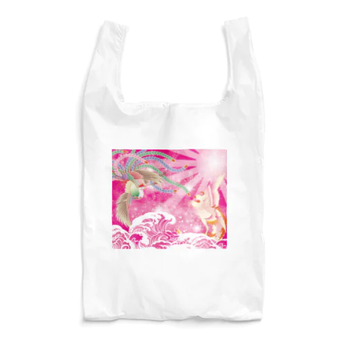 ピンク鳳凰　波　和柄 Reusable Bag